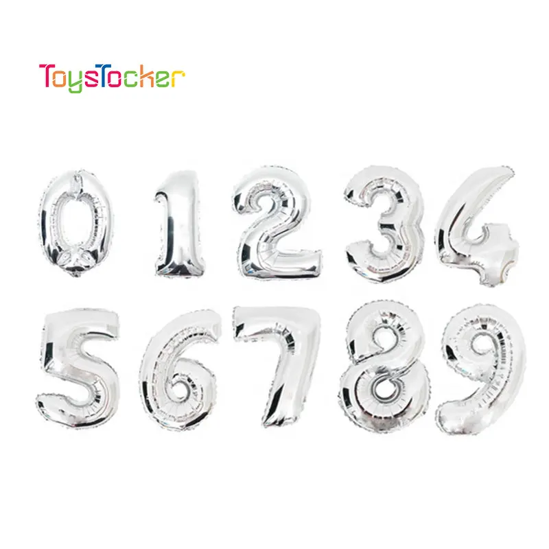 

Silver Foil Birthday Balloons Air Helium Number Balloon Figures Happy Birthday Party Decorations Kid Birthday Ballons