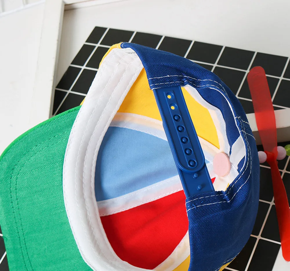 

2021 New Funny Helicopter Propeller Baseball Caps Colorful Patchwork Cap Sun Children Boys Girls Snapback Hat Christmas Gift FE