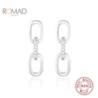 ROMAD 925 стерлингового серебра, украшенная бриллиантами серьги-кольца для женщин ювелирные изделия 2020 новый в виде геометрических фигур модные серьги с кисточкой