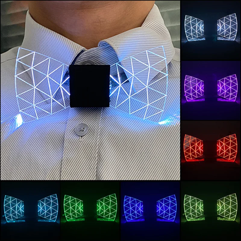 

New Fashion Glowing Bow Tie Luminous LED Bow Tie LED Light Up Decoration Bar Club Stage Props Flashing Men Bow Tie Novelty Gift