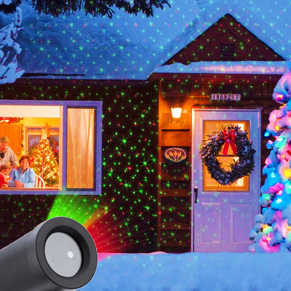 Projetor a Laser de Natal ao ar Livre à Prova Dwaterproof Água Estrela Palco Holofotes Chuveiros Paisagem Iluminação Luz Efeito Céu