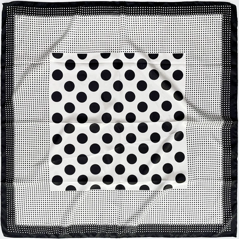 Женский шелковый шарф 90 см новинка 2021 черный и белый квадратный с волнистым