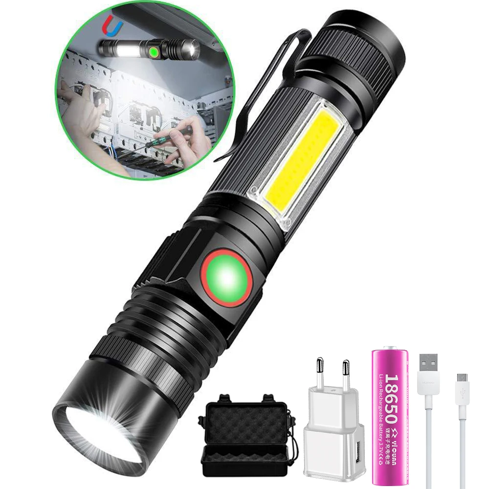 Светодиодный фонарик с 4 режимами освещения перезаряжаемый через USB