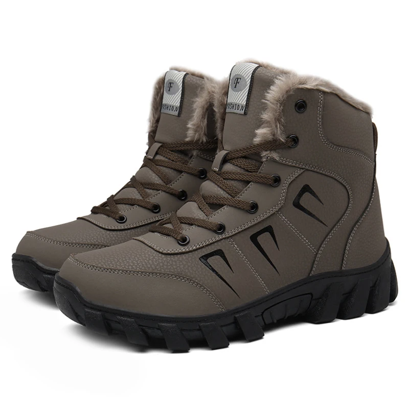 2019 кожаные зимние ботинки с флисовой подкладкой утолщенная Водонепроницаемая