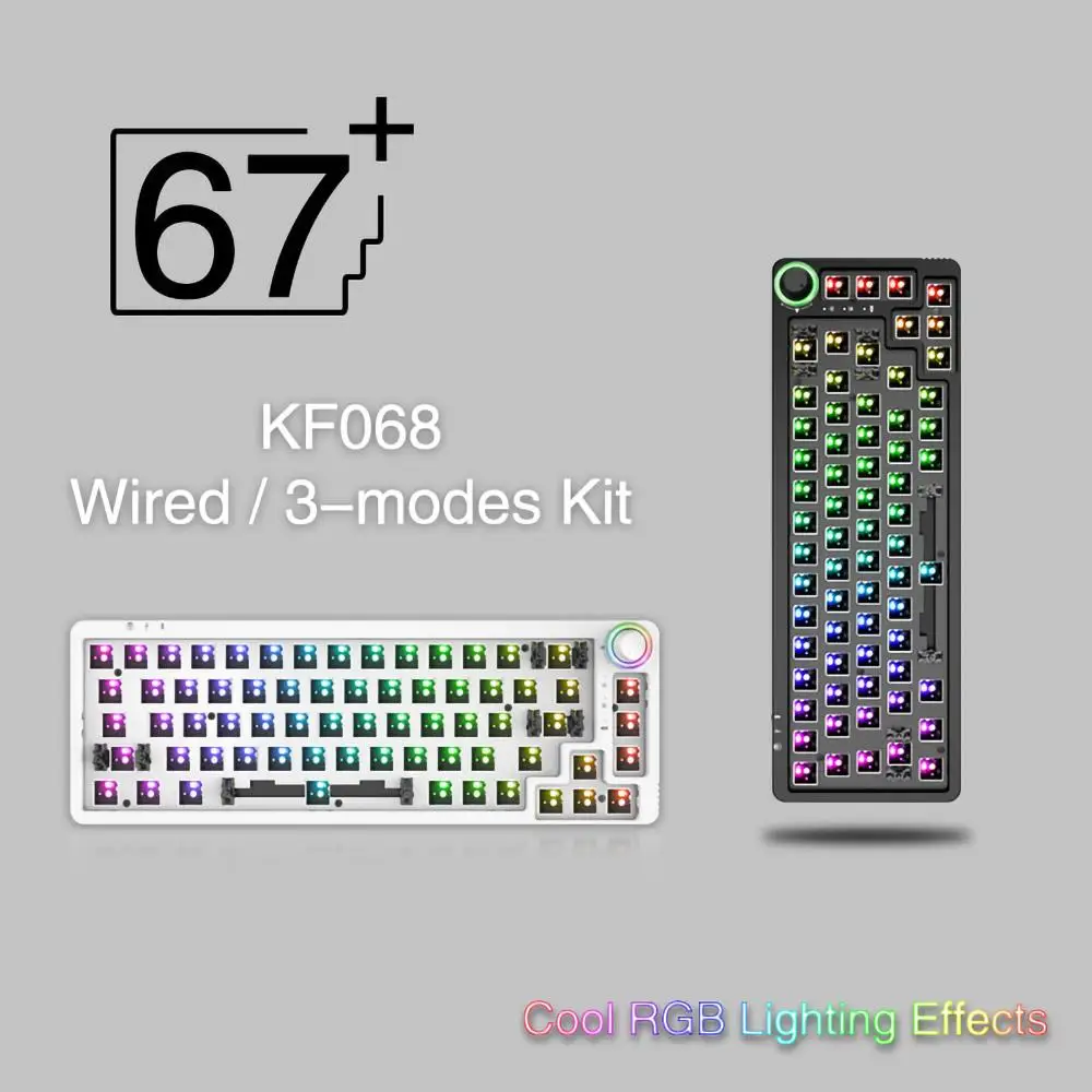 

Набор для механической клавиатуры acam KF068, 68 клавиш, поддержка Bluetooth, 3 режима, RGB, 3/5 контактов