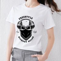 womens classic t shirt all match casual punk gothic skull pattern round neck commuter comfortable slim home short sleeved top
