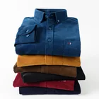 Высокое качество Мужская Вельветовая рубашка с длинными рукавами 2021 Весна модные классические джинсы с меховой подкладкой и деловая рубашка, рубашка в повседневном стиле с квадратным воротником Топ 10 Цвета