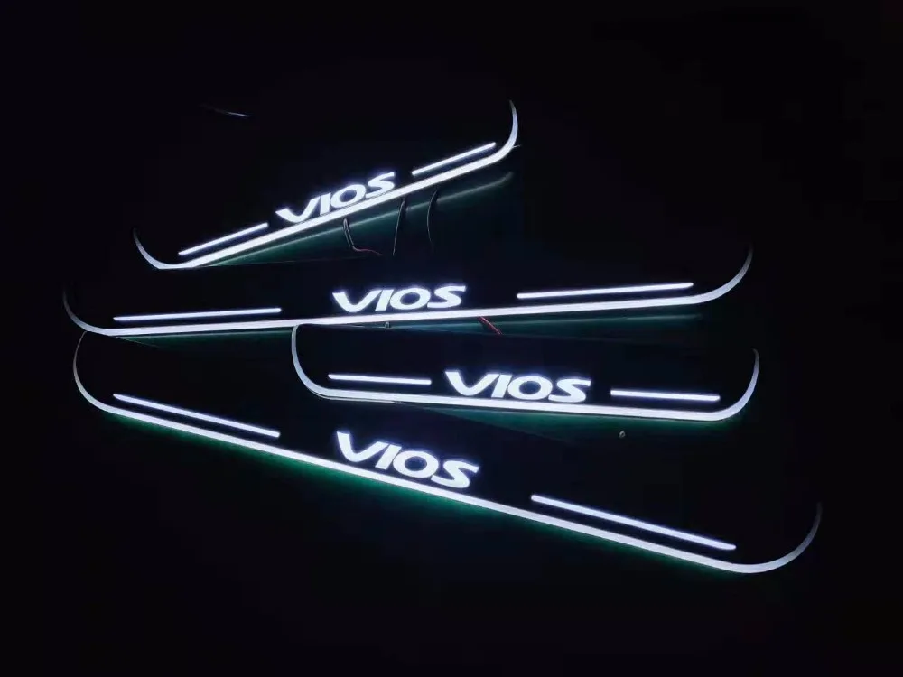 

Express delivery led door sill plate strip welcome light threshold guard protectors for Toyota vios