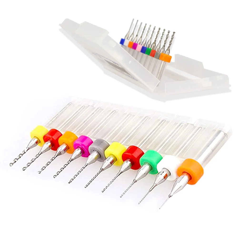 Мини сверло PCB 10 шт. 0 1-1 2 мм Карбидное для пистолета 1/8 дюйма хвостовик печатной