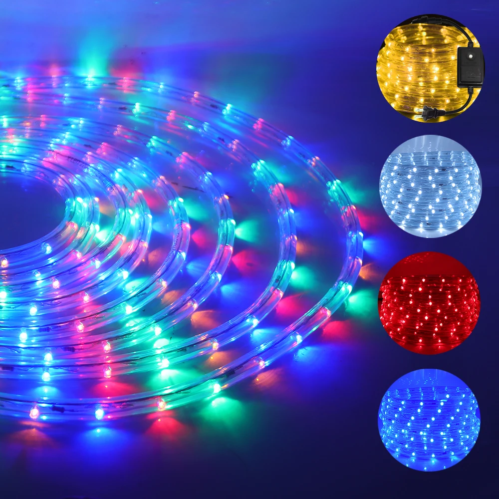 

220V 110V светодиодный веревка светодиодный полосы светящиеся гирлянды Водонепроницаемый радуги неоновые полосы для наружных дверей украшени...