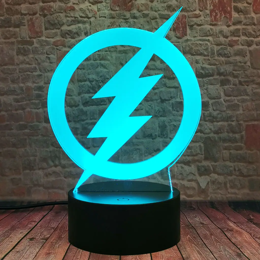 Modelo de logotipo Flash, ilusi&oacute;n 3D, luz LED nocturna, iluminaci&oacute;n cambiante colorida, Figuras de superh&eacute;roes, Juguetes-4