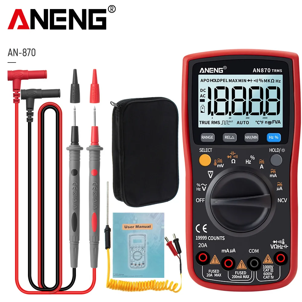

ANENG AN870 Digital Multimeter 19999 Counts True Rms Multimeter Transistor Tester Electrician Profesional Capacitance Meter