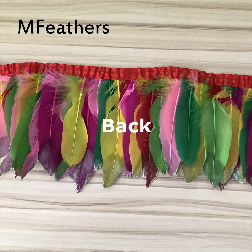 Отделка серебряными гусиными перьями 2 ярда желтая окрашенная гуси перо ленты/15-20