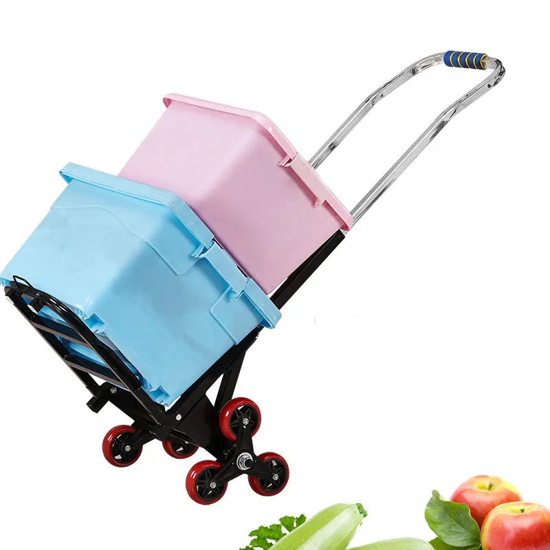 

Portable Folding Grocery Shopping Cart Luggage Car, Heavy Duty Climb Stair Trolley With Bungee Cord