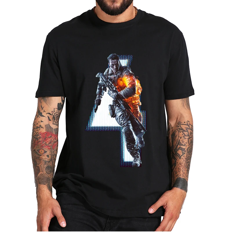 

Battlefield 4 T-Shirt Classic First-person Shooter Video Game Character Men's Tee Shirts 100% Cotton EU Size Homme Camiseta Tops