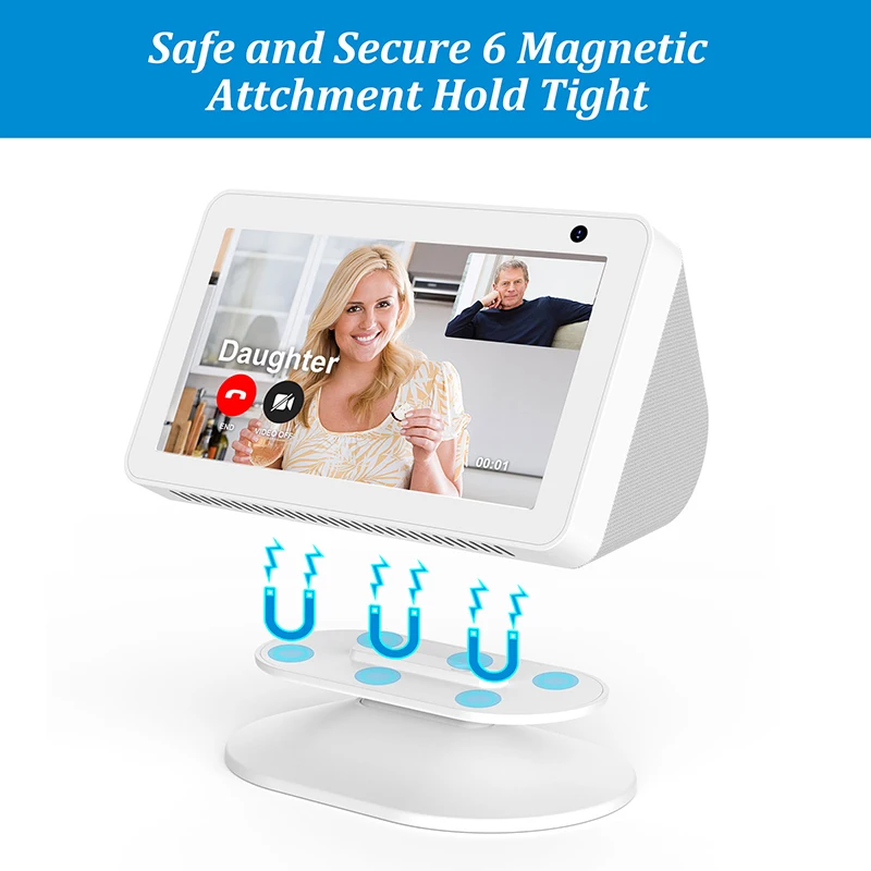 2Packs PlusAcc Adjustable Magnetic Stand Mount for Alexa Amazon Echo Show 8 5(1st 2nd Gen) with Anti-Slip Base &amp Tilt Function |