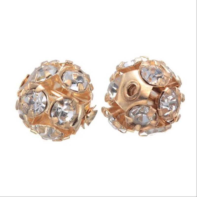 50 шт./лот 6 мм/8 мм Серебряные Круглые бусины в форме диско-шара со стразами