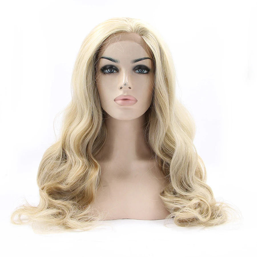 Onda do Corpo Sintéticas da Parte Dianteira do Laço para Cabelo Frontal do Laço Loira Perucas Preto Feminino Natural Linha Fina Lolita Glueless hd Peruca Mel Cor