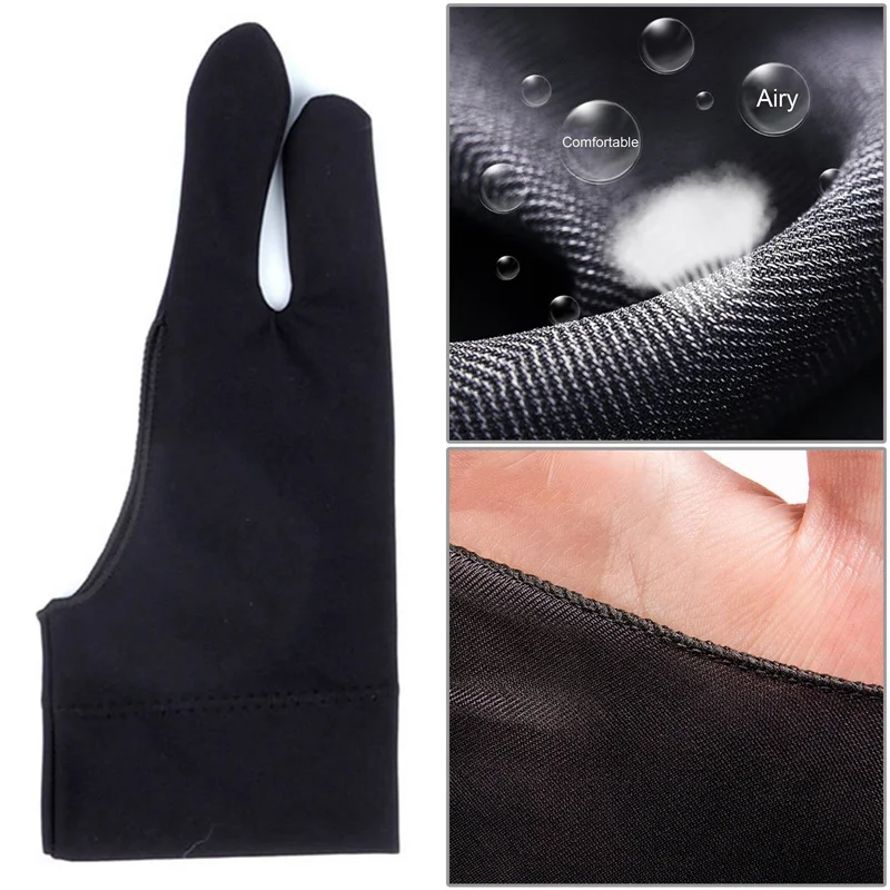 

Drawing & Pen Graphic Tablet Pad Household Gloves Two Fingers Anti-fouling Glove For Artist Right Left Hand Black Glove