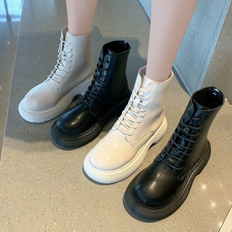 

Women Autumn 2021 Fashion Elastic Band Ankle Boots Female New Platform Orginal Design Booties Ladies Comfortable Casual Shoes