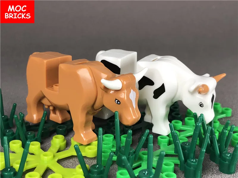10 шт./лот MOC кирпичи новые животные молоко Корова Крупный рогатый скот ферма