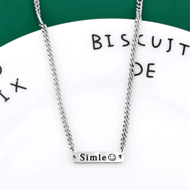 Korean Japan Style Cute Smile Face Happy Punk Pendant Necklace For Women Street Girls Tibetan Big Chain Hip Hop Jewelry | Украшения и