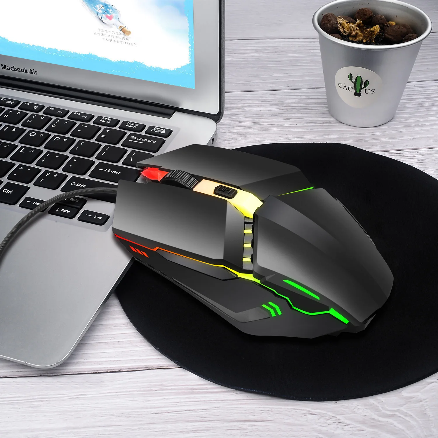 

LED Backlit Rechargeable Wireless Silent Mouse USB Mouse Ergonomic Optical Gaming Mouse Desktop PC Laptop Mouse