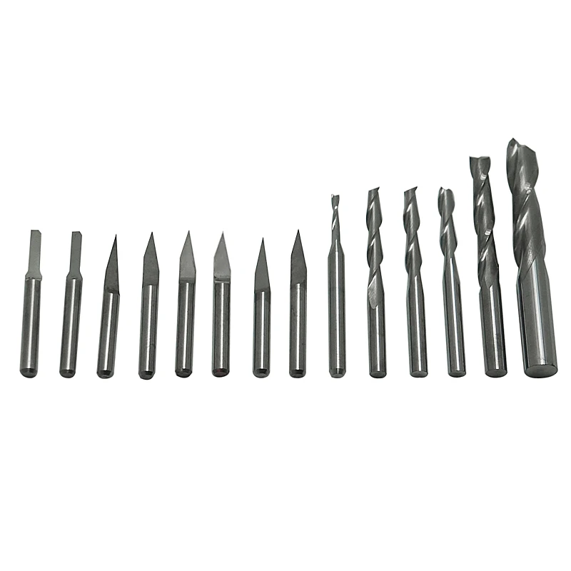 

14pcs 3.175 mm Drilling bits Cutter Carving Knife for PVC Wood Acryl MDF ABS Material carving milling