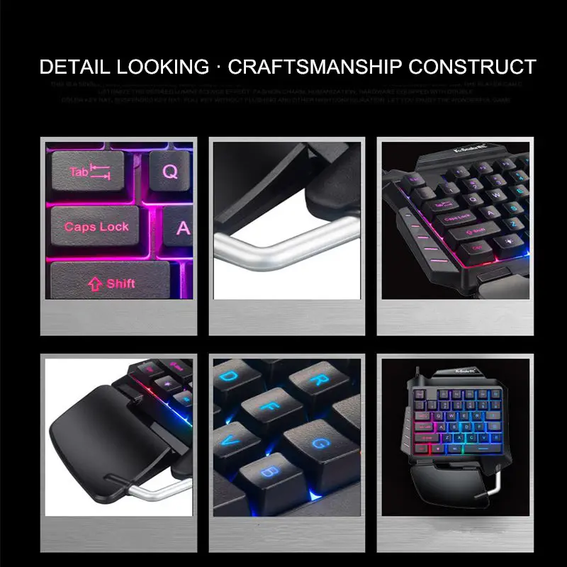 Эргономичная клавиатура с RGB подсветкой игровая одной рукой и подставкой в