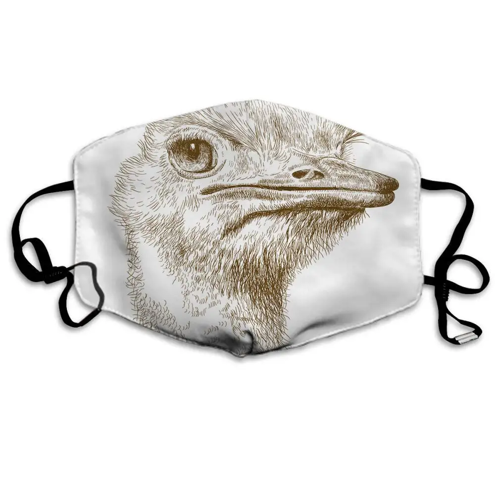 

Маска Swono Ostrich,Ostrich Head Изолированная на белом фоне маска для лица против пыли из полиэстера-моющаяся и многоразовая маска для