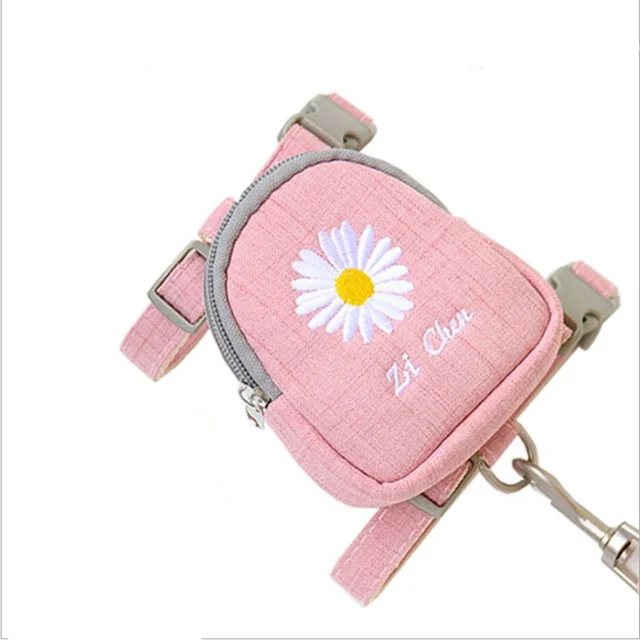Cat Dog Adjustable Harness Kawaii Embroidery Backpack Small Pet Outdoor Walking Travel Snack Storage Multifunction Supplies