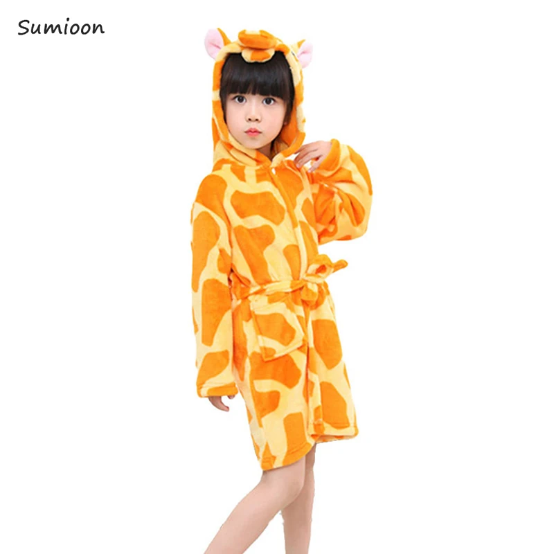 Giraffe Kigurumi/детский халат; банный халат с единорогом; детский купальный костюм; Халат с капюшоном для мальчиков и девочек; фланелевая одежда для сна; ночная рубашка - Цвет: Giraffe
