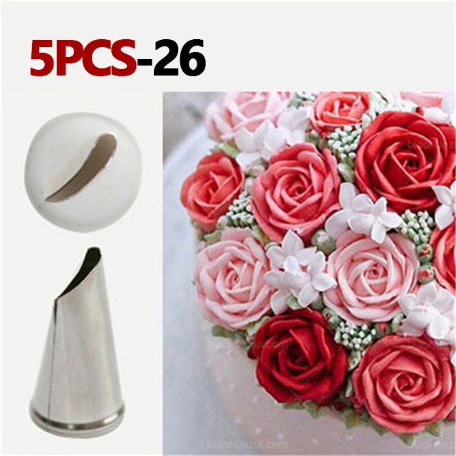 5PCS-26 SEAAN 3 стиля Кондитерские украшения торта советы для крема глазурь трубопровод сахарное Ремесло Роза цветочная насадка Кондитерские инструменты Инструменты для украшения помадки - Цвет: 5PCS-26