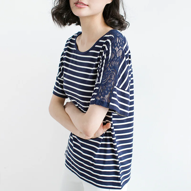 

New T Shirt Women blue black Striped Tops Harajuku hollow Tshirt Summer Short Sleeve Punk T-shirt camiseta feminina M-4XL