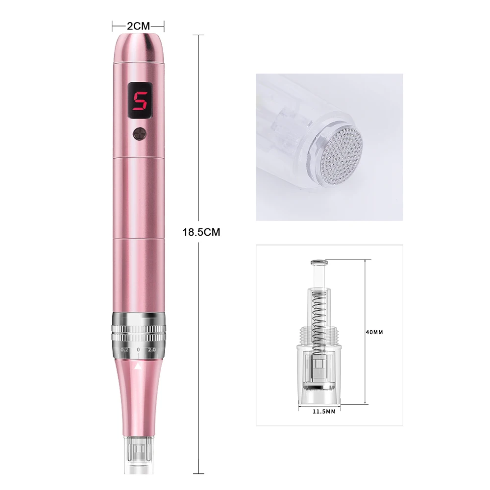 

Microneedling Pen With 2PCS Cartridges Wireless Derma Pen Skin Care Kit Microneedle Home Use Beauty Machine 2023 Dermapen Needle