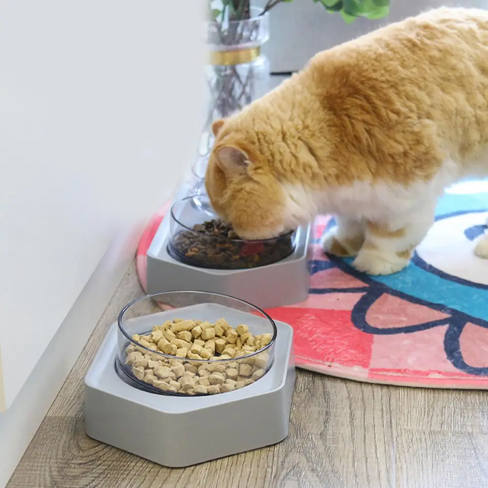 ПЭТ шестиугольная наклонная миска кормушка с нескользящей базой для кошек