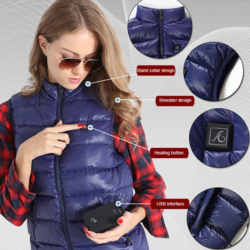 ZYNNEVA женский жилет с электрическим подогревом зимний хлопковый теплый уличная