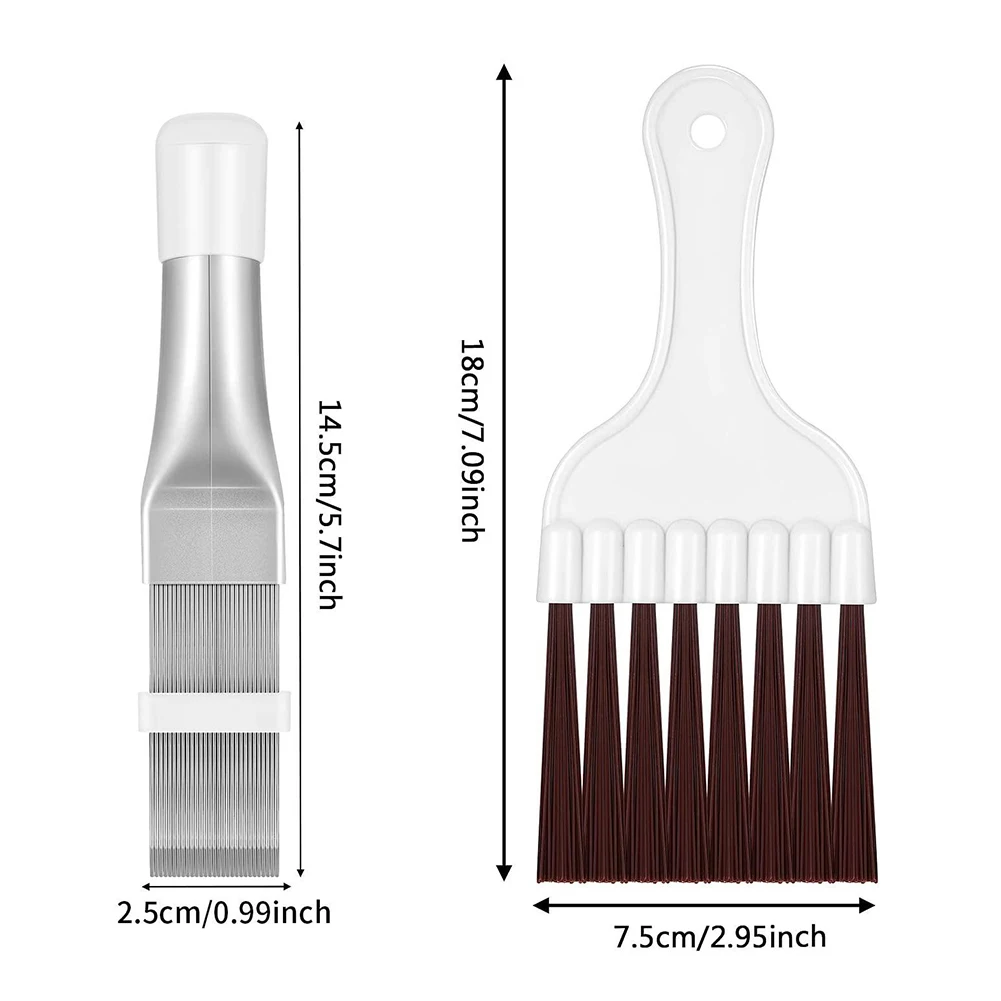 

2PCS Refrigeration Fin Cleaning Brush Air Conditioner Condenser Fin Comb Coil Cleaning Whisk Brush Universal Folding Clean Tool
