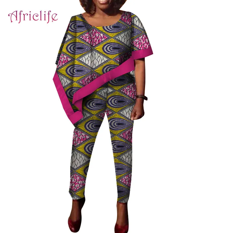 Летний Африканский костюм для женщин стандартный топ и брюки-карандаш женская