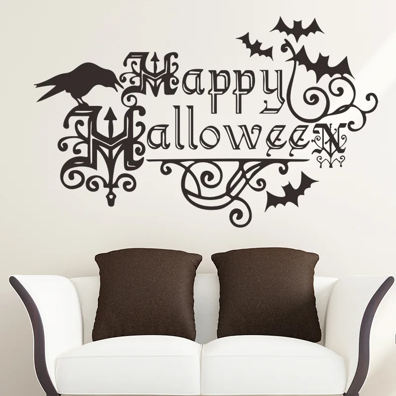 

Vinyl Black Crows and Winter Branches Wall Decals Halloween Decoration Crows Wall Sticker Waterproof Halloween Decals