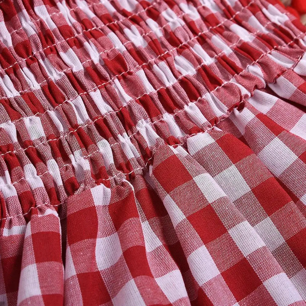 Girls' dresses 2019 summer new European and American red plaid suspenders princess skirt children's clothing (1-5T) |