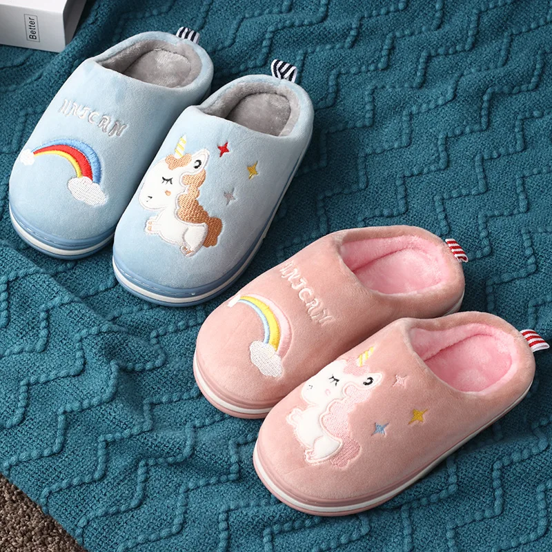 Тапочки с единорогом для детей ясельного возраста мультяшная обувь милые