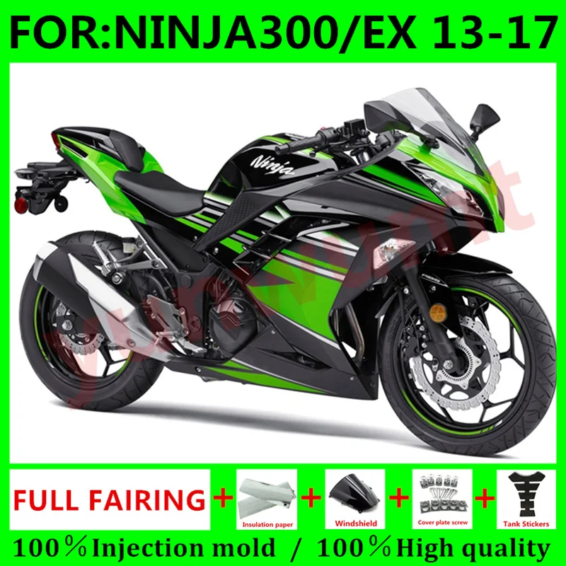 

Motorcycle ABS Injection Mold 100％ fairings Kit fit For Kawasaki NINJA300 Ninja EX 300 12 13 14 15 16 17 Fairing set green black