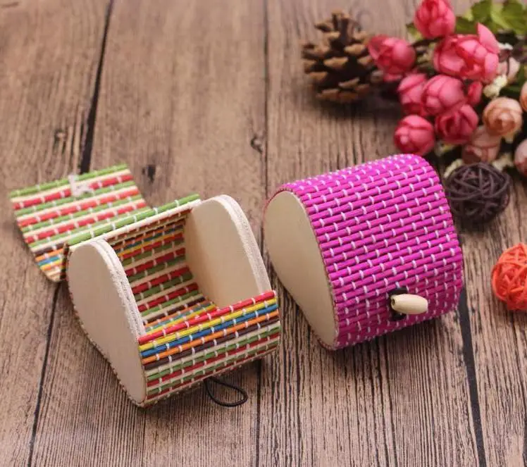 

100pcs/lot Lovely Mini Heart Shape Weaving Bamboo Wooden Jewelry Storage Boxes Ring/necklace/earrings Display Box Wholesale