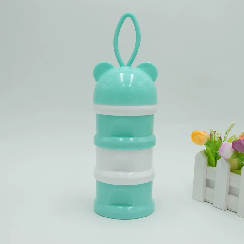 GREEN Bear 4 слоя портативный ящик для хранения продуктов питания для младенцев контейнер для кормления животных мультфильм молочный порошок формула диспенсер Красочные уход за ребенком - Цвет: GREEN Bear