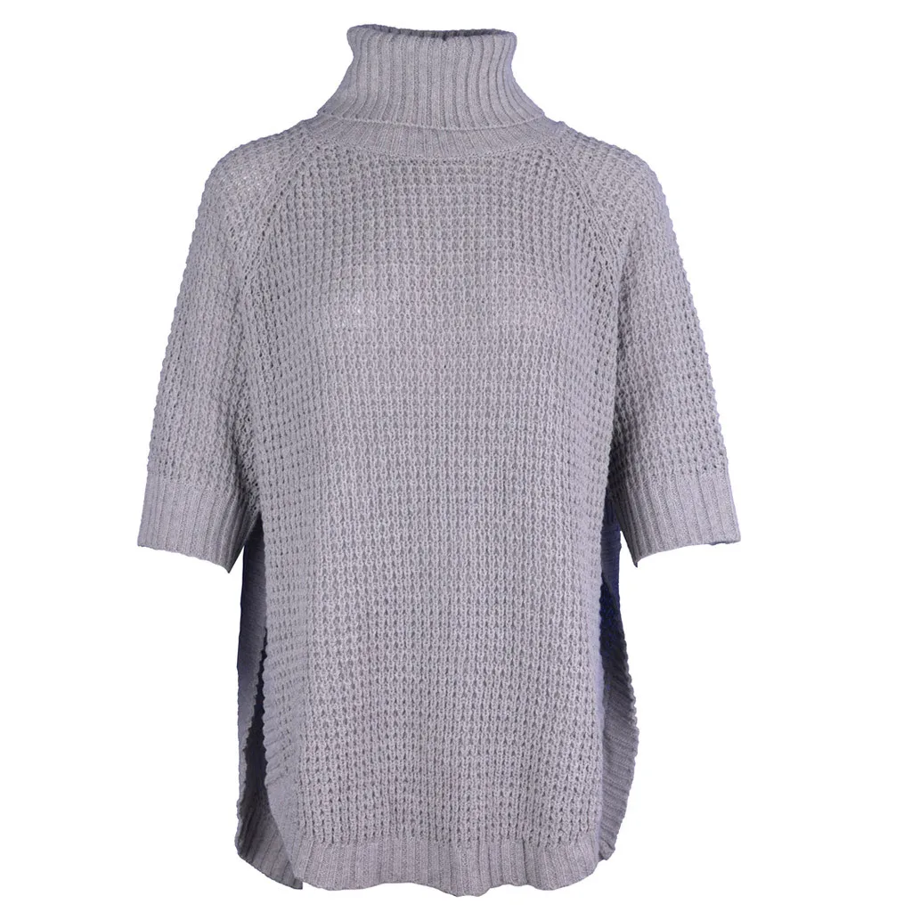 Женский свитер с высоким воротником повседневный Свободный пуловер рукавом до