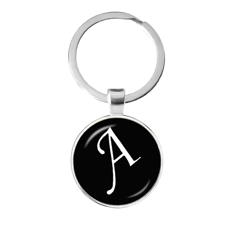 Классический черный A-Z 26 Английских Букв брелок с простым начальным именем
