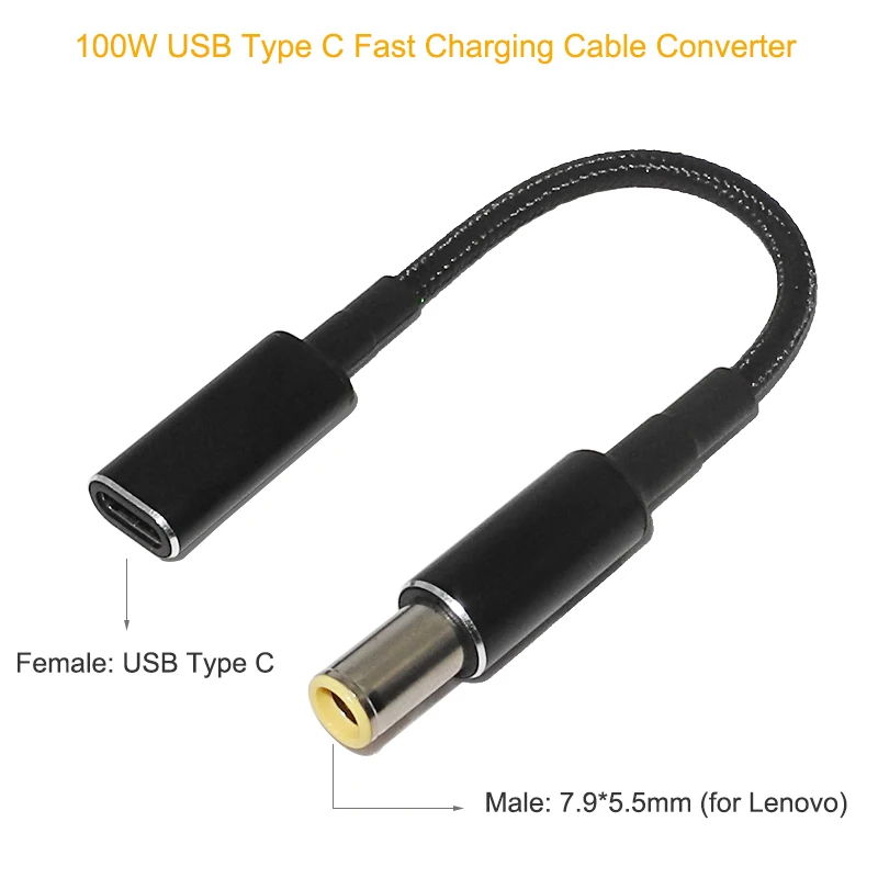 100 Вт USB Тип C кабель для быстрой зарядки шнур Lenovo Thinkpad T61 T60 T420 T430 USB-C до 7.9X5.5mm разъем