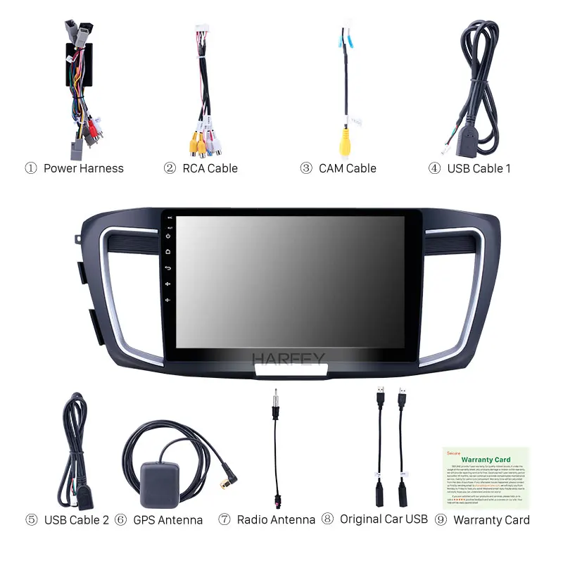 Harfey 10.1'' Android 8.1 Car GPS Navi Radio 2.4L High version Head Unit for Honda Accord 9 2013 support Carplay HD Touchscreen |