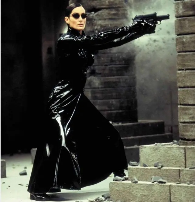 Unisex Men Women Catsuit Sexy Leather Long Coat Black PVC Bodysuit Dress The Matrix Halloween Cosplay Gay Latex Costume images - 6